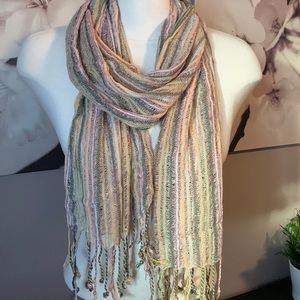 Scarf multi colour versatile and measures 16 in x 6 feet